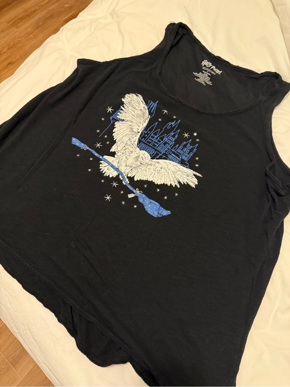 Torrid Harry Potter Pajama Set - 4X Black Hedwig Tank + 3X Blue Stripe Shorts - Picture 6 of 8